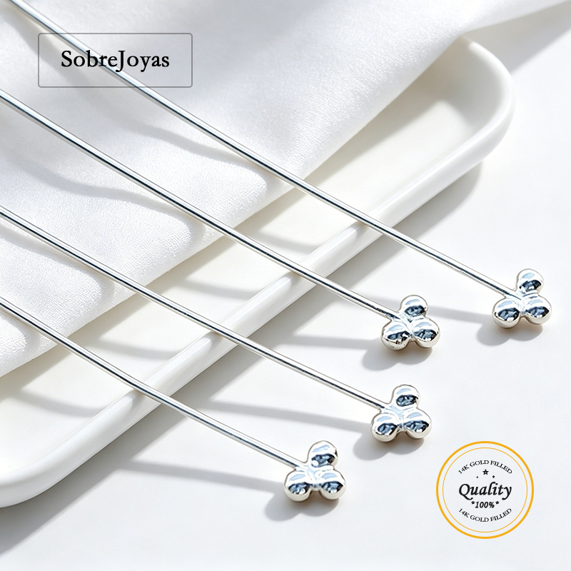 Jewelry Making Head Pins - 3 رؤوس كروية من الفضة الإسترلينية