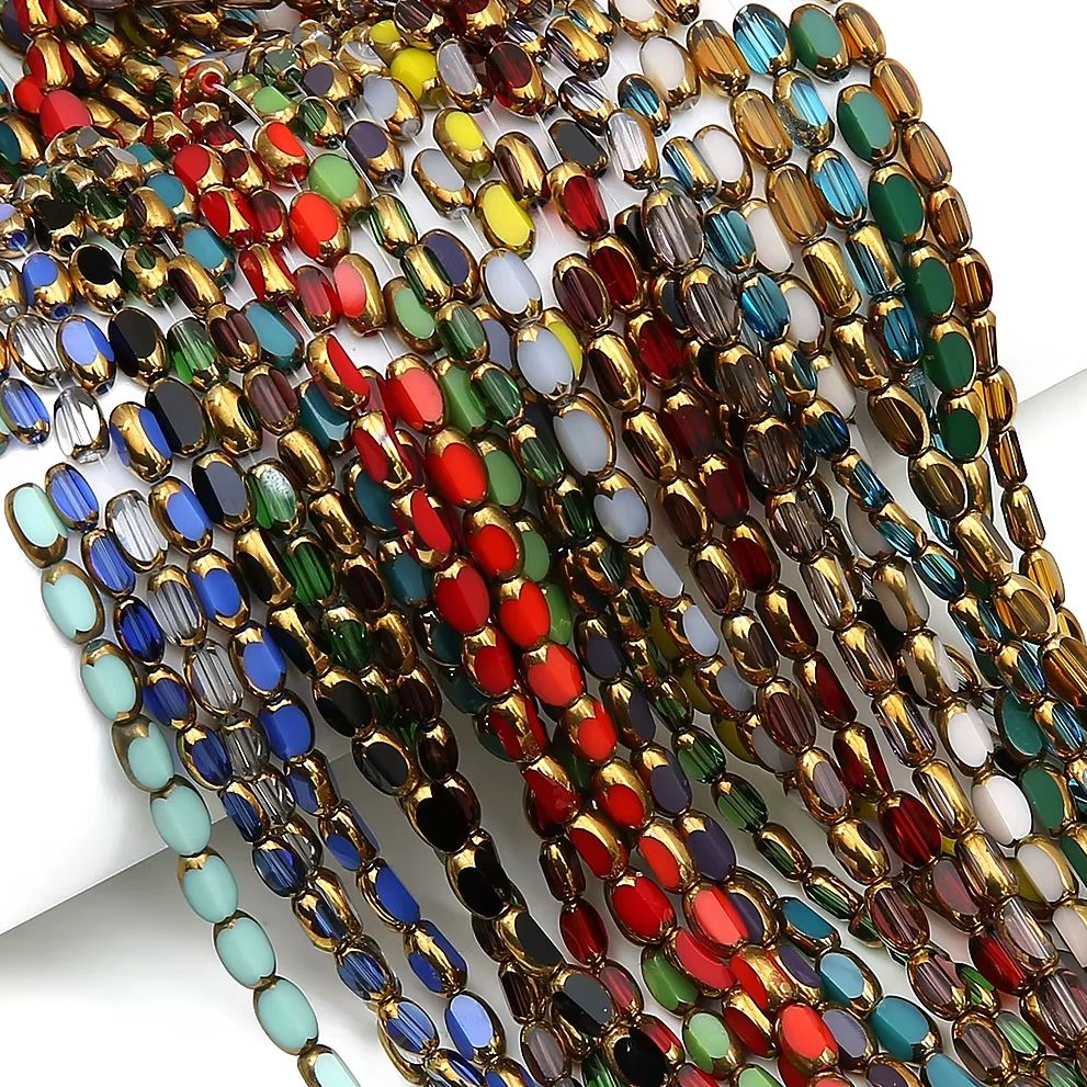 Jewelry Making Beginners - 100 قطعة من الخرز الزجاجي البيضاوي
