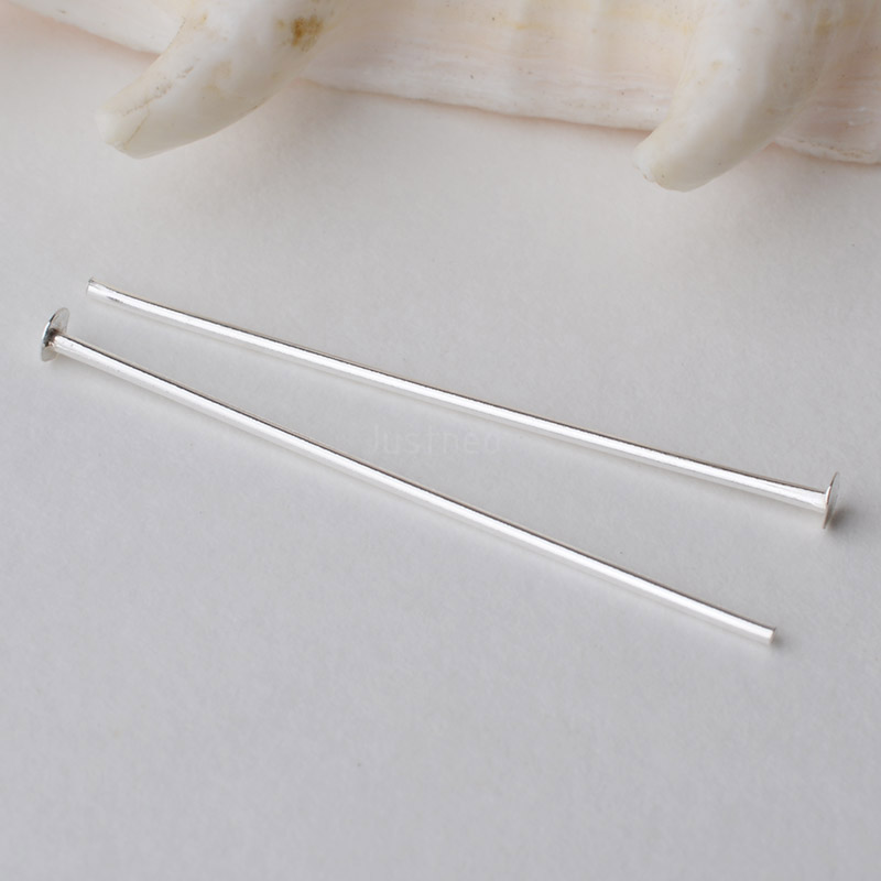 Jewelry Making Head Pins - دبابيس فضية مسطحة الرأس من الفضة