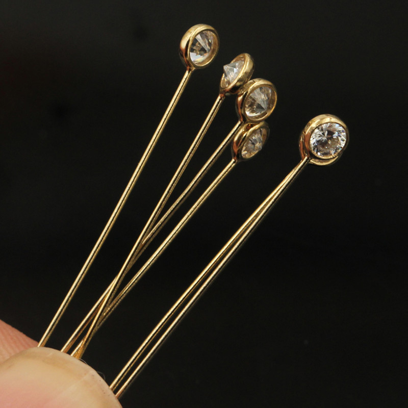 14K الذهب معبأ الزركون رئيس دب - مراجعة Jewelry Making Head Pins وسعره