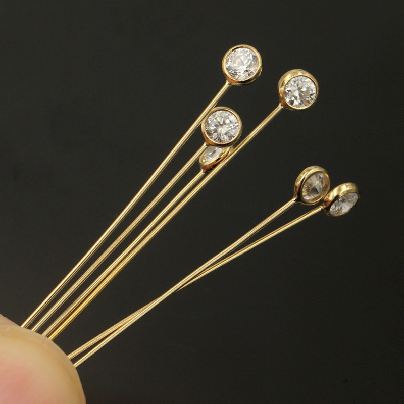 14K الذهب معبأ الزركون رئيس دب - مراجعة Jewelry Making Head Pins وسعره
